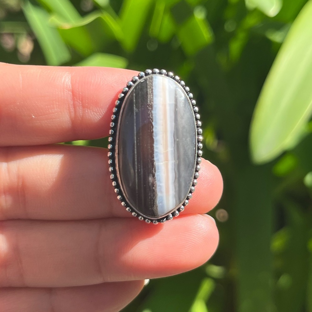 Size 7‎ 925 silver plated banded ohwyee opal ring